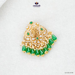 JENETT Silver Pendant Elegant Green CZ Nakshi