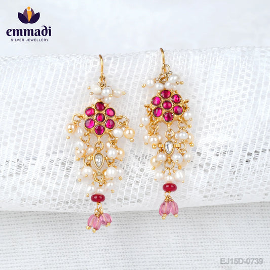 Arryanna Emmadi Jewellers: HANGINGS KUNDAN RED