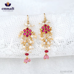 Arryanna Emmadi Jewellers: HANGINGS KUNDAN RED