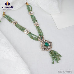 Rani's Victorian Green Long Necklace: Handcrafted Indian Jewellery Collection