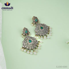 Suman's Victorian Green Hangings: Handcrafted Indian Jewellery with Pure Gold Plating