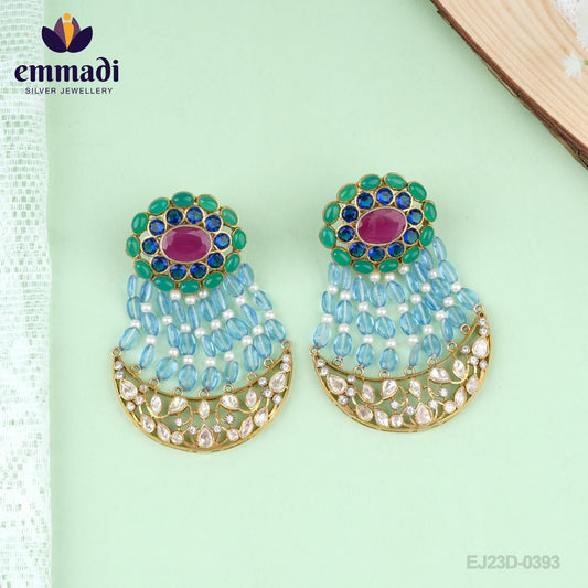 Athulya Agni Hangings Moissanite Multi: Exquisite Handcrafted Earrings