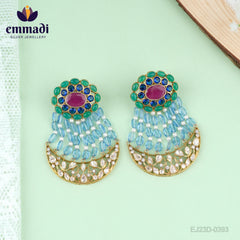 Athulya Agni Hangings Moissanite Multi: Exquisite Handcrafted Earrings