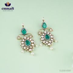 Bahula Hangings Victorian Green: Handcrafted with Pure Gold Plating 92.5 Silver