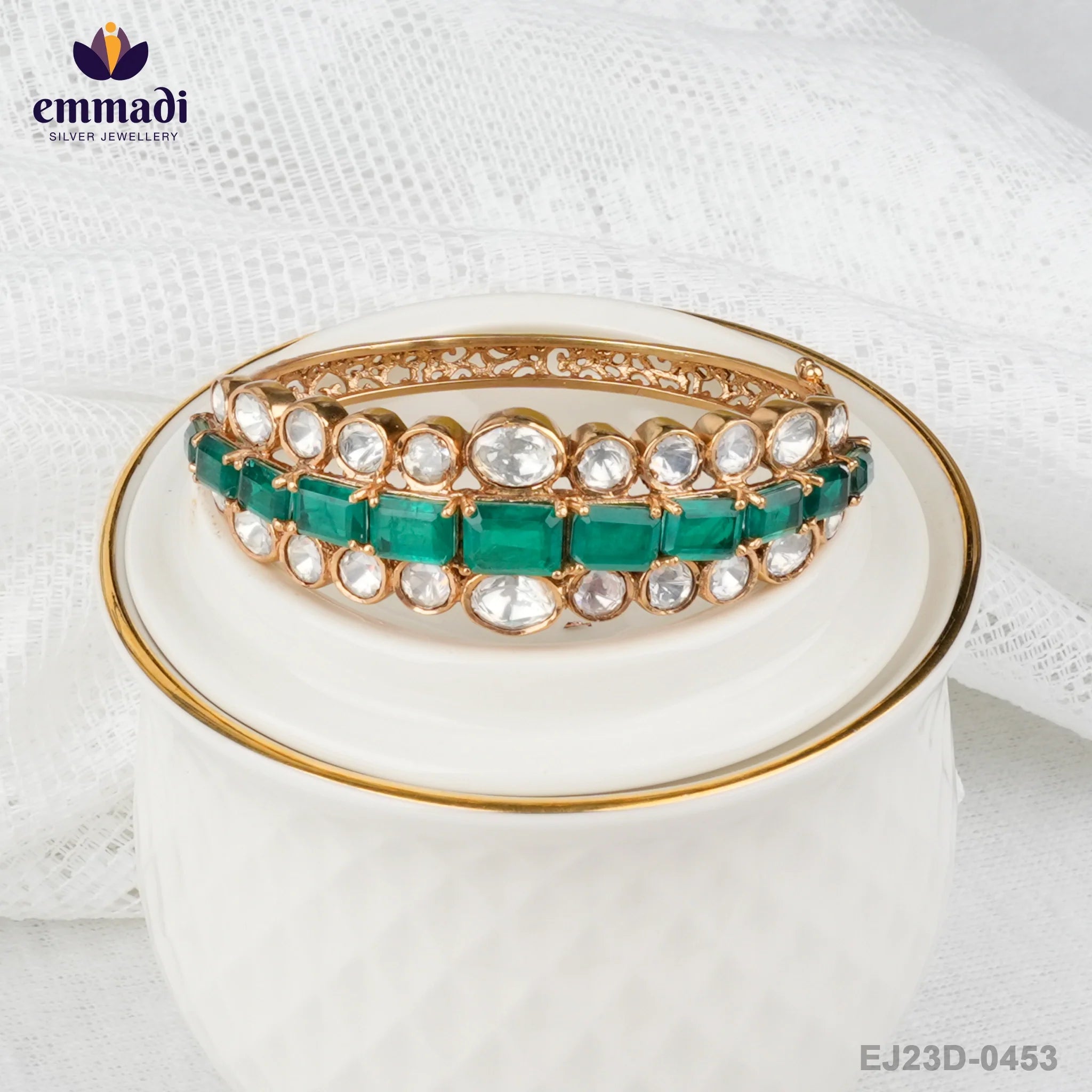 Shilpa's Moissanite Green Bangles Handcrafted Indian Jewellery