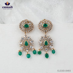 Suman's Victorian Green Hangings: Handcrafted Indian Jewellery with Pure Gold Plating