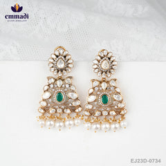 Suman's Victorian Green Hangings: Handcrafted Indian Jewellery with Pure Gold Plating