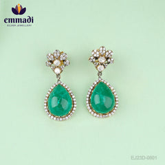 Balaja Hangings Victorian Green: Handcrafted with Pure Gold Plating 92.5 Silver