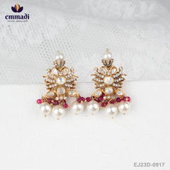 Radhika's Indian Jewellery Collection - Handcrafted Victorian White Ear Tops/Studs
