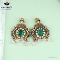Balameera Hangings Victorian Green: Handcrafted with Pure Gold Plating 92.5 Silver