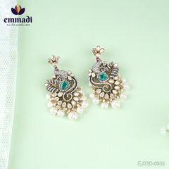 Balapriya Hangings Victorian Green: Handcrafted with Pure Gold Plating 92.5 Silver