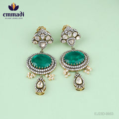 Balavanta Hangings Victorian Green: Handcrafted with Pure Gold Plating 92.5 Silver