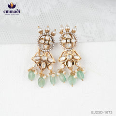 Radhika's Indian Jewellery Collection - Handcrafted Victorian White Ear Tops/Studs
