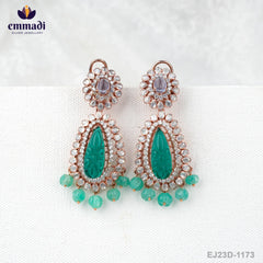 Asha's Shimmering Stone Creations Multi Long Necklace & Sona's Handcrafted Gold Plated Earrings