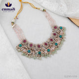 Sonia's Ethnic Jewellery Collection: Two Colour Stones Multi Necklace with Pure Gold Plating and 92.5 Silver