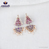 Sonal's Handcrafted Indian Jewelry: Two-Color Stones Multi Choker & Pure Gold Plated Earrings