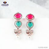 Asha's Shimmering Stone Creations Multi Long Necklace & Sona's Handcrafted Gold Plated Earrings