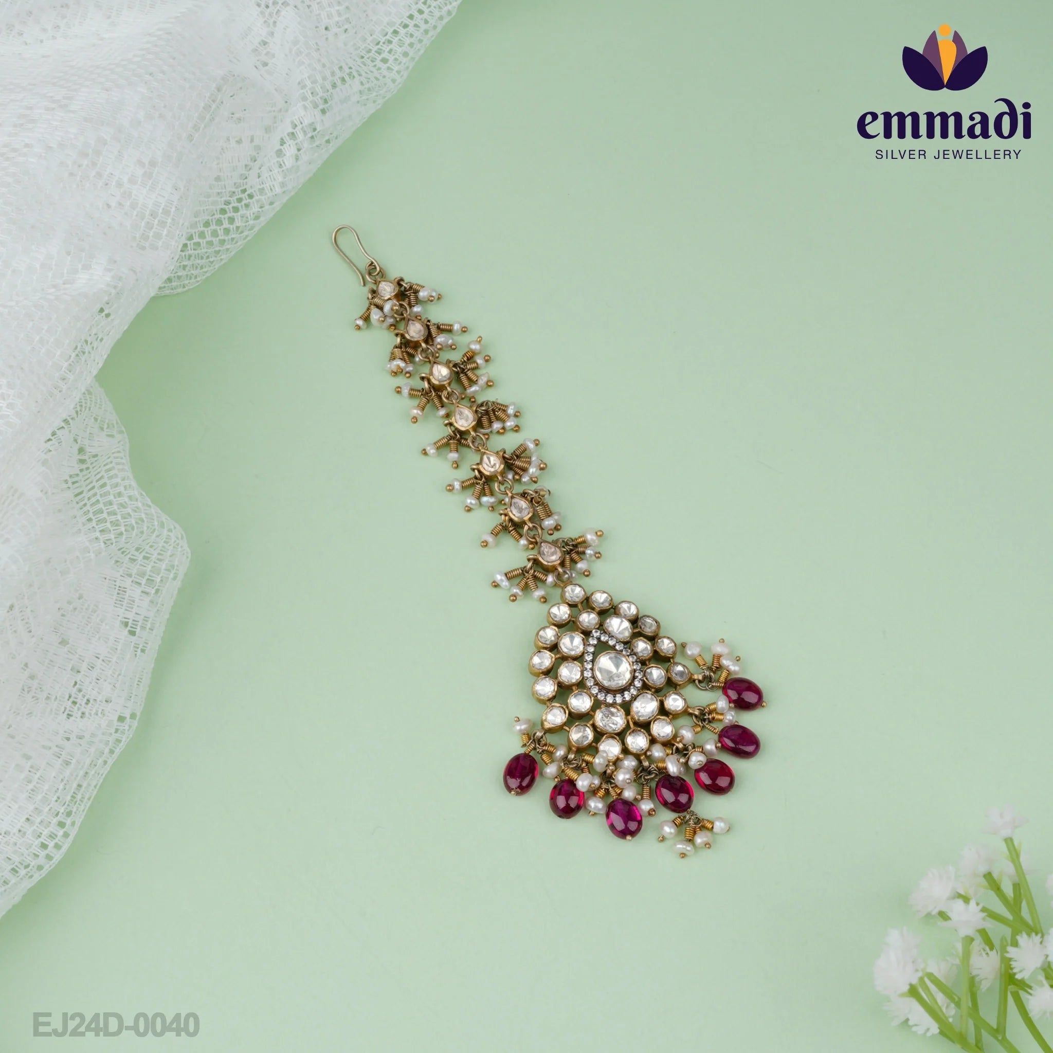 Shubham's Polki White Papidi Billa: Handcrafted Jewelry with Pure