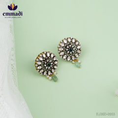 Chandralekha Jewellery Collection: Victorian Green Ear Tops/ Studs
