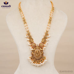 Himaadri Guttapusalu Multi Long Necklace and Bhusandi Nakshi Hangings Set