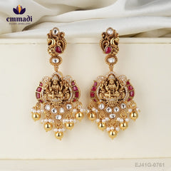 Chakranhi Polki Nakshi Orange Hangings