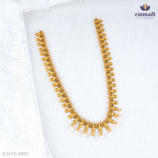 Jhilmil Kaavya Elegant Long Necklace and White Nakshi Hangings