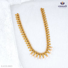 Jhilmil Kaavya Elegant Long Necklace and White Nakshi Hangings