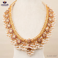 Lajjawati Guttapusalu Pink Long Necklace
