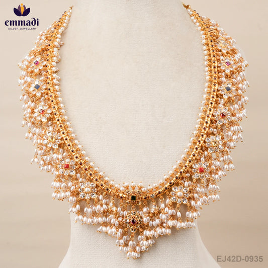 Manishini Guttapusalu Navrathan Long Necklace