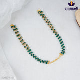 Rani Jewels - Beads Green Chain Handcrafted with Pure Gold Plating 92.5 Silver