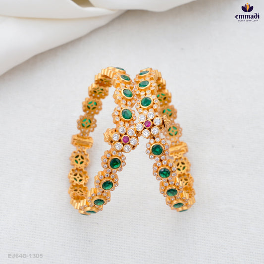 Anuvana Exquisite Green Stone Bangles