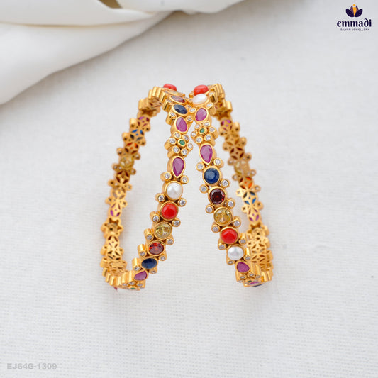 ANYLLA Exquisite Multi-Colored Stone Bangles