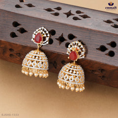 ARSHAVARTHINI Elegant Red Premium CZ Buttalu