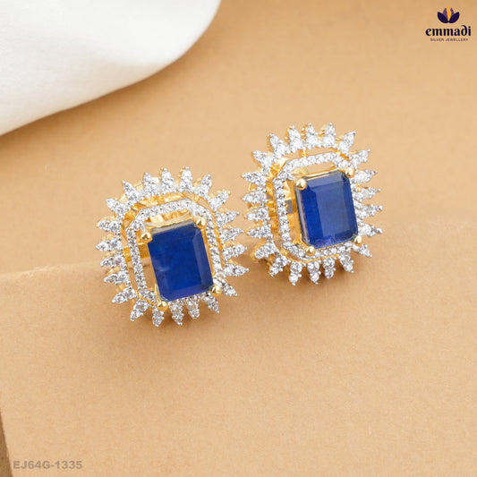 ARTHANA Elegant Premium CZ Blue Studs