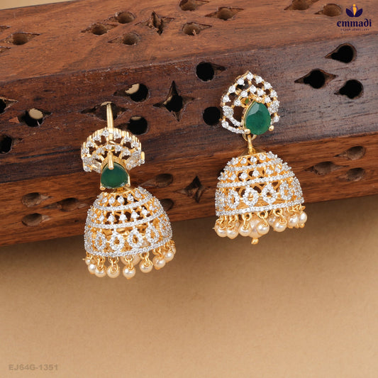 ARUTCHELVI Elegant Green Premium CZ Buttalu