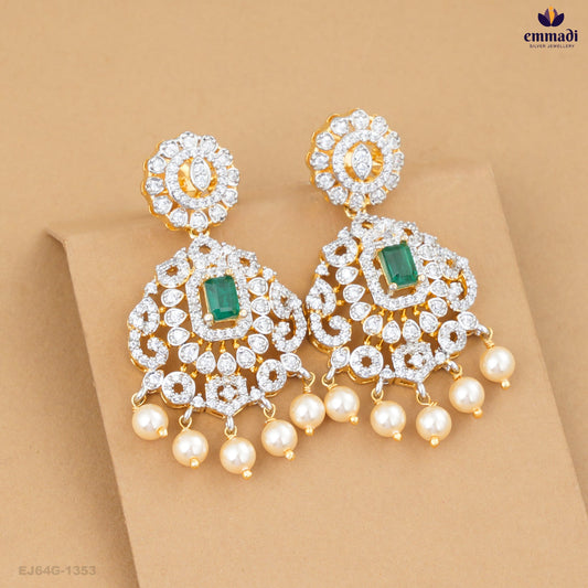 ARYAH Silver Jewellery: Premium Green CZ Hangings