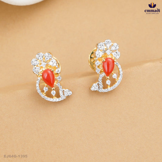 AYAN Radiant Orange CZ Studs Jewelry