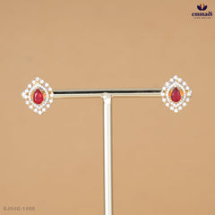 BHARATEA Premium Red CZ Studs Collection