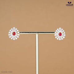 BHARATEAH Exquisite Red CZ Studs Jewelry