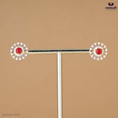 BHARATEE Elegant Red CZ Studs