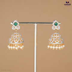 BHUMIDEVI Premium CZ Green Buttalu Silver Jewellery