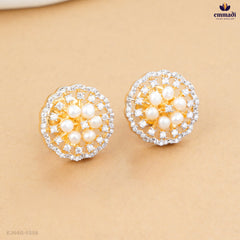 Champakavathi Elegant White Gemstone Studs