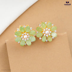 CHAMPAMALINI Exquisite Green Gem Stone Studs