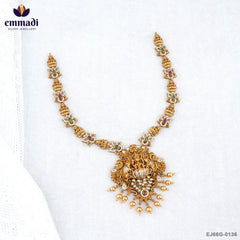 AADHRITI Silver Necklace CZ Nakshi Multi