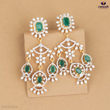 AANANDHI Premium Green CZ Silver Hangings