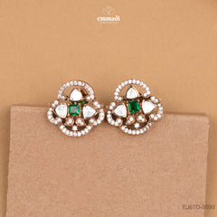 Gulsana Victorian Green Studs Elegant Silver Jewelry