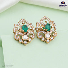 Ashwini Elegant Green Victorian Studs