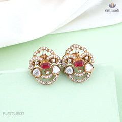 Sumitra's Exquisite Victorian Red Studs