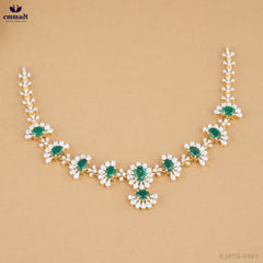 AARYANA Elegant Green CZ Necklace