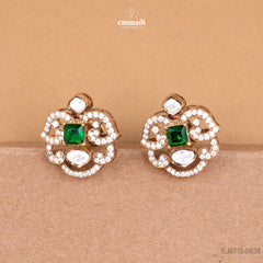 Chahat Victorian Green Silver Studs